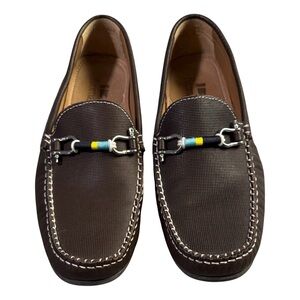 Men's Brown Slip-On Driving Loafers with Bit Accent